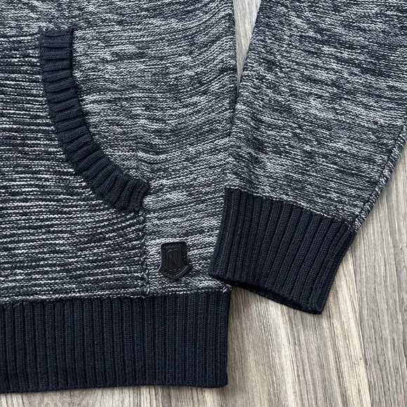 Trash Noveau Cowl Neck Hooded Knit Sweater Dark Gray & Black Size Medium NWOT - Picture 3 of 6